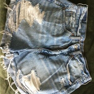 Distressed Blue Denim Shorts